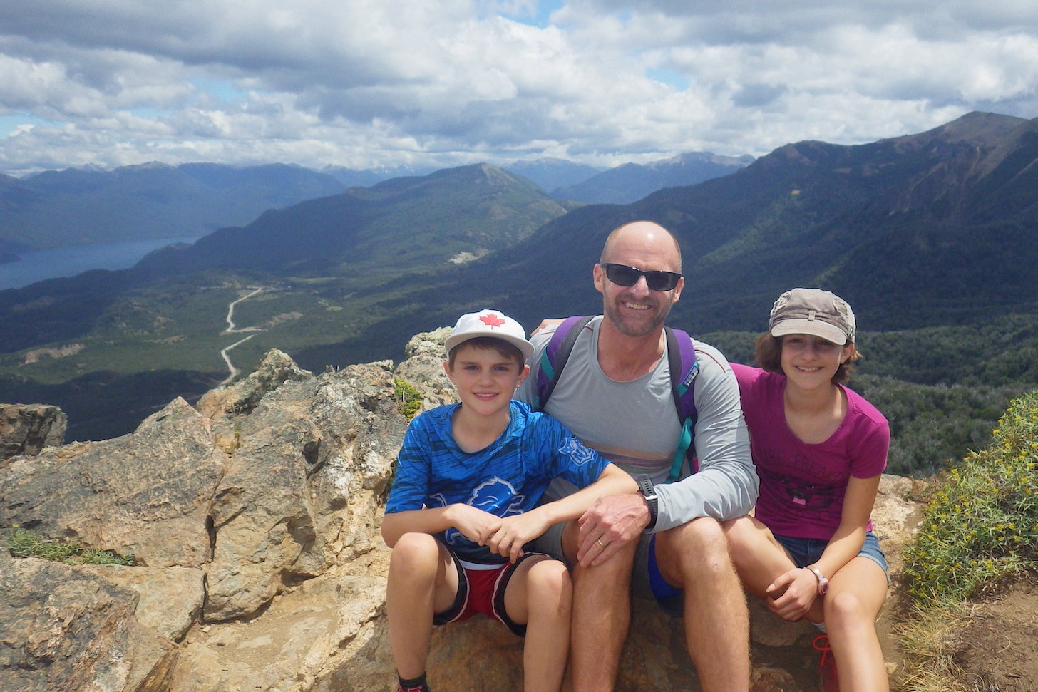 The writer, centre, with his children.