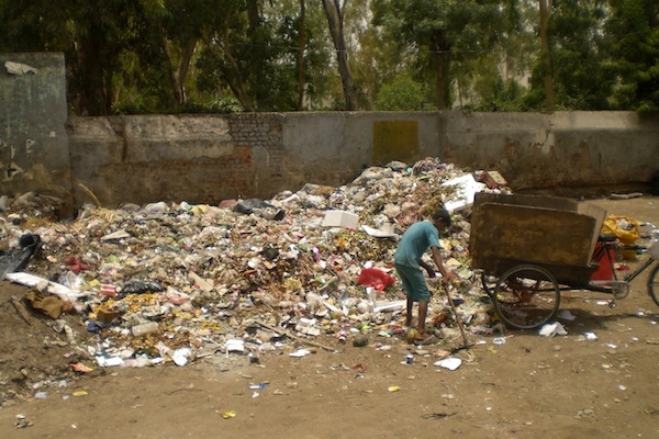 Garbage piled in the writer's neighbourhood, Kailash Colony. 