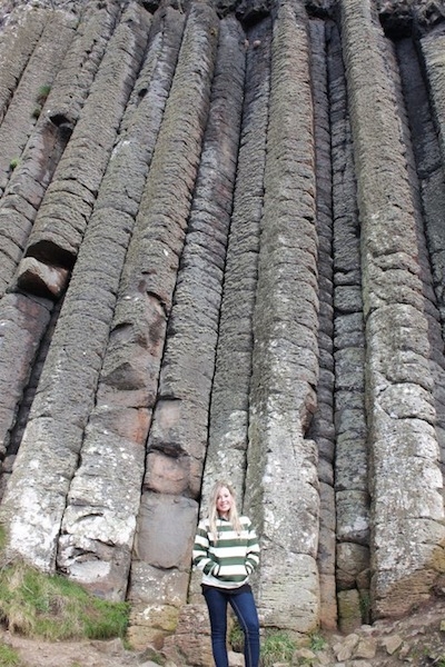 Samantha stands in the organ at the Giant's Causeway in Northern Ireland.